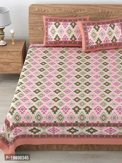 Stylish Fancy Cotton Printed King Size Bedsheet With 2 Pillow Covers-thumb2