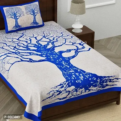 UniqChoice 144Tc Cotton Printed Single bedsheet with 1 Pillow Cover-thumb2