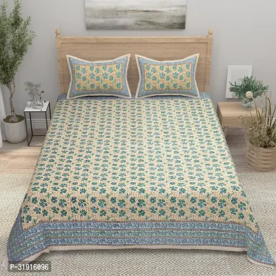 Comfortable Cotton Printed King Size Bedsheet with 2 Pillow Covers-thumb2