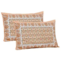 UniqChoice 180 TC Orange Color Floral Printed King Size Bedsheet with 2 Pillow Cover (ELEG-27-Orange)-thumb1