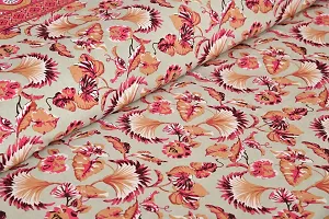 UniqChoice 180 TC Peach Color Floral Printed King Size Bedsheet with 2 Pillow Cover (ELEG-37-Peach)-thumb2