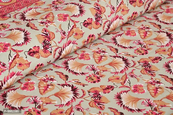 UniqChoice 180 TC Peach Color Floral Printed King Size Bedsheet with 2 Pillow Cover (ELEG-37-Peach)-thumb3