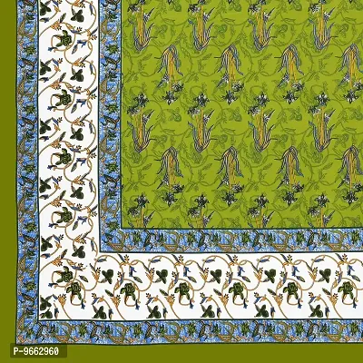 Rangun Pure Cotton Bedsheet | Jaipuri Traditional | Printed Bedsheet | Double Bedsheet | King Size Bedsheet with 2 Pillow Cover | Green-thumb3