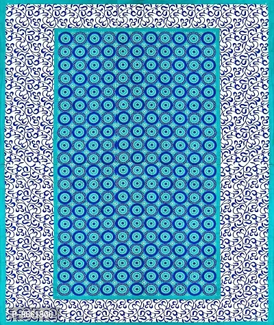 UniqChoice Turquoise Color Rajasthani Traditional Printed 120 TC 100% Cotton Double Bedsheet with 2 Pillow Cover,UCBD105-thumb5