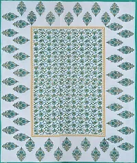 UniqChoice Floral Japuri Printed 120 TC Cotton Double Bedsheet with 2 Pillow Cover ,Turquoise(UC256_BT-CG).-thumb2