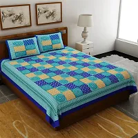 UniqChoice Rajasthani Tradition 144 TC Cotton Double Bedsheet with 2 Pillow Covers - Blue-thumb1