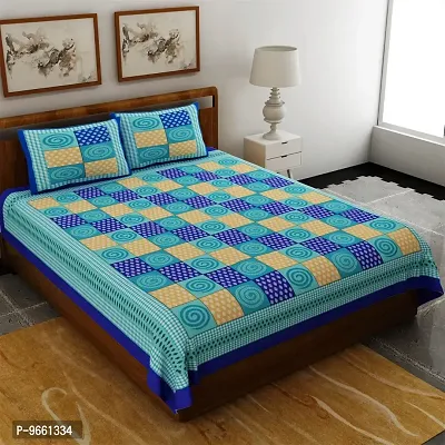 UniqChoice Rajasthani Tradition 144 TC Cotton Double Bedsheet with 2 Pillow Covers - Blue-thumb2