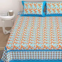 Comfortable Cotton Printed King Size Bedsheet with Two Pillow Covers-thumb2