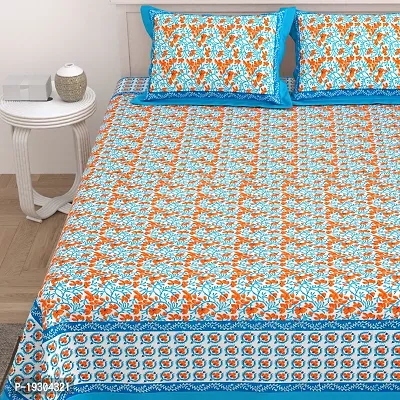 Comfortable Cotton Printed King Size Bedsheet with Two Pillow Covers-thumb3