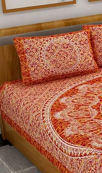 UniqChoice 120TC| Cotton Bedsheet| Jaipuri Traditonal Printed| Double Bedsheet | Bedsheet with 2 Pillow Cover | Red-thumb2