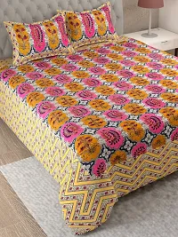 Comfortable Cotton Printed King Size Bedsheet with Two Pillow Covers-thumb2