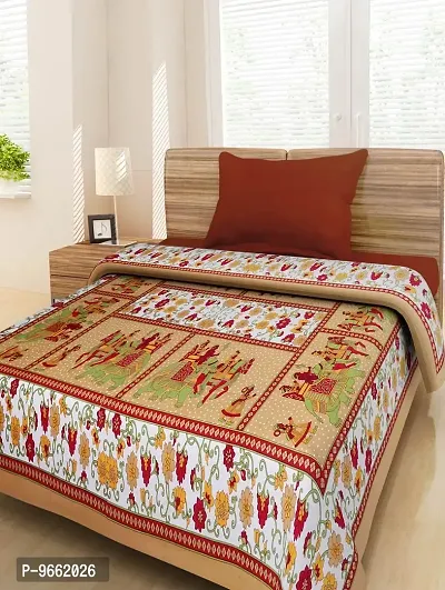 UniqChoice Sanganeri Printed 150 TC Cotton Single Bedsheet - Multicolour