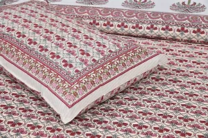 UniqChoice 180 TC Pink Color Floral Printed King Size Bedsheet with 2 Pillow Cover (ELEG-13-Pink)-thumb3