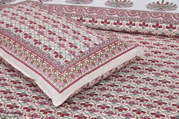 UniqChoice 180 TC Pink Color Floral Printed King Size Bedsheet with 2 Pillow Cover (ELEG-13-Pink)-thumb4