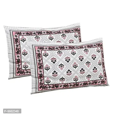 UniqChoice 180 TC Pink Color Floral Printed King Size Bedsheet with 2 Pillow Cover (ELEG-19-Pink)-thumb2