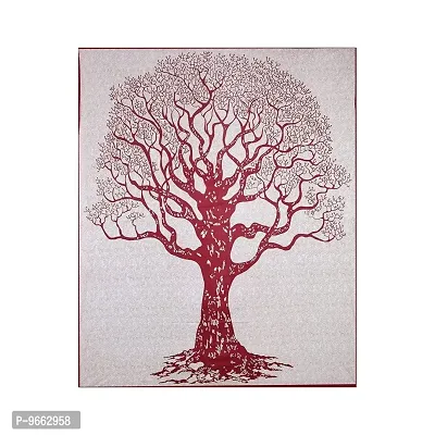 UniqChoice Maroon Color Cotton Printed Double Bedsheet with 2 Pillow Cover (Tree)-thumb2