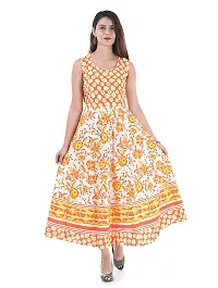 Unique Choice?Women's Fit & Flare Midi Western Round Neck Dress for Women and Girls Beautiful Printed Dress | Piece Summer Dresses | XXL Size Yellow-thumb2