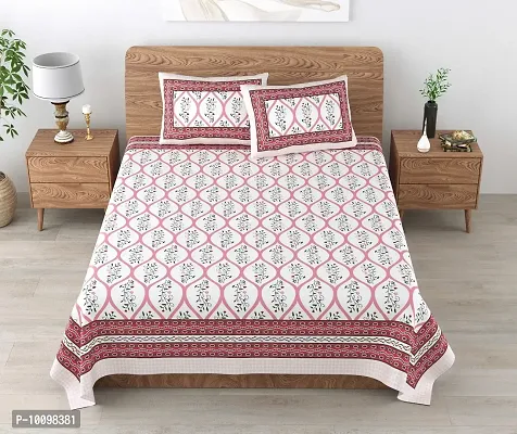 Stylish Fancy Cotton Printed King Size Bedsheet With 2 Pillow Covers