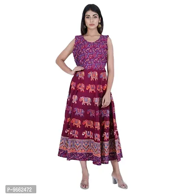 UniqueChoice Presents Maroon Color Jaipuri Printed Long Women's Maxi one Piece Dress Free Size-thumb4