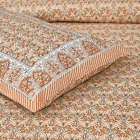 UniqChoice 180 TC Orange Color Floral Printed King Size Bedsheet with 2 Pillow Cover (ELEG-27-Orange)-thumb3