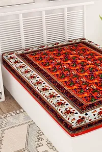 UniqChoice100% Cotton Color Jaipuri Single Bedsheet Color Jaipuri Single Bedsheet ,Single_JangalHathi_Orange-thumb2