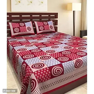 UniqChoice Floral Japuri Printed 120 TC 100% Cotton Double Bedsheet with 2 Pillow Cover,Red(UCEBD374)