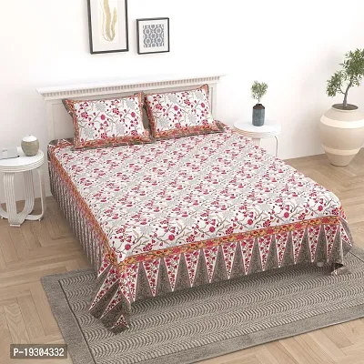 Comfortable Cotton Printed King Size Bedsheet with Two Pillow Covers-thumb0