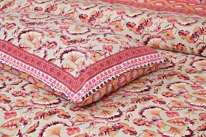 UniqChoice 180 TC Peach Color Floral Printed King Size Bedsheet with 2 Pillow Cover (ELEG-37-Peach)-thumb3