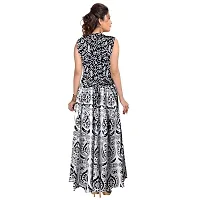 UniqueChoice 100% Cotton Printed Black Maxi Dress for Women-thumb1