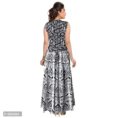 UniqueChoice 100% Cotton Printed Black Maxi Dress for Women-thumb2