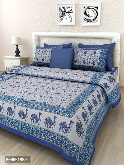 UniqChoice Latest Collection Glazed Cotton King Size Double Bedsheet with 2 Pillow Covers- Rajasthani Traditional Print Apt for Home and Room D?cor Now!!!!(Multicolor??.)