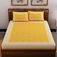 Comfortable Cotton Printed Double Bedsheet with Two Pillow Covers-thumb1