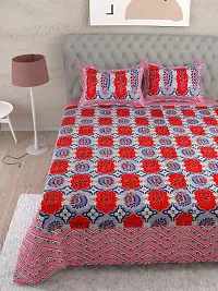 Comfortable Cotton Printed King Size Bedsheet with Two Pillow Covers-thumb1