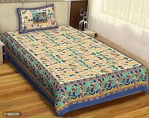 UniqChoice Combo of 2 Multi Color Single Bed Bedsheet Jaipuri Traditional and Ethnic Designs Bedsheet,_2_1+1_Single_146-thumb3