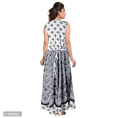 UniqueChoice 100% Cotton Printed Black Maxi Dress for Women-thumb2