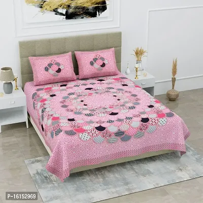 Trendy Cotton Printed Double 1 Bedsheet with 2 Pillow Cover-thumb0