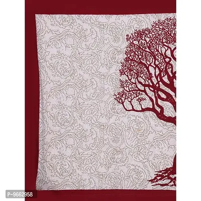 UniqChoice Maroon Color Cotton Printed Double Bedsheet with 2 Pillow Cover (Tree)-thumb3