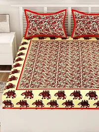 UniqChoice Red Color Rajasthani Traditional Printed 120 TC 100% Cotton Double Bedsheet with 2 Pillow Cover,UCEBD108-thumb3