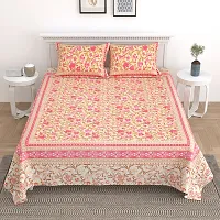 Comfortable Cotton Printed King Size Bedsheet with Two Pillow Covers-thumb1