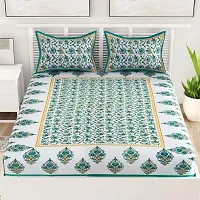 UniqChoice Floral Japuri Printed 120 TC| 100% Cotton |Double Bedsheet|King Size bedsheet| Bedsheet with 2 Pillow Cover|Turquoise-thumb1