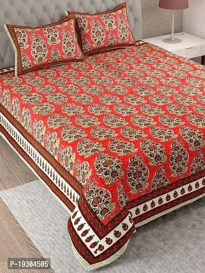 Comfortable Cotton Printed King Size Bedsheet with Two Pillow Covers-thumb3