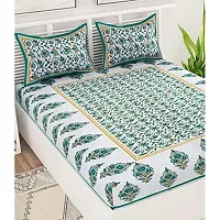 (King Size Double BEDSHEET) 100% Cotton Rajasthani Jaipuri Traditional Print King Size Double Bedsheet with 2 Zipped Pillow Cover(Multicolor?.)-thumb2