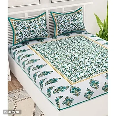 (King Size Double BEDSHEET) 100% Cotton Rajasthani Jaipuri Traditional Print King Size Double Bedsheet with 2 Zipped Pillow Cover(Multicolor?.)-thumb3