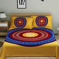 UniqChoice Yellow Color 100% Cotton Jaipuri Traditonal Double BedSheet with 2 Pillow Cover,35_Yellow_89-thumb1