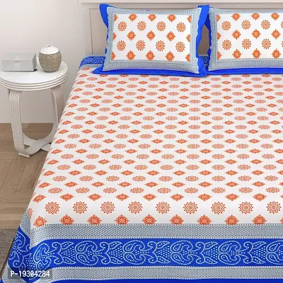 Comfortable Cotton Printed King Size Bedsheet with Two Pillow Covers-thumb3