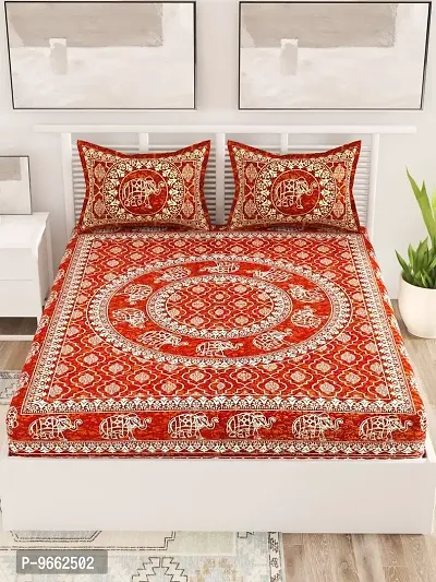 UniqChoice Maroon Color 100% Cotton Jaipuri Traditonal Double BedSheet with 2 Pillow Cover,MaroonBatikHathi_D-thumb2