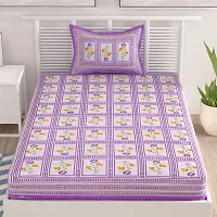 UniqChoice 100% Cotton Purple Color Jaipuri Single bedsheet with 1 Pillow Cover,1+1_Single_Bombay_Purple-thumb1