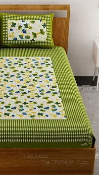 UniqChoice Floral Japuri Printed 120 TC 100% Cotton Double Bedsheet with 2 Pillow Cover,Green(MUCD_48)-thumb3