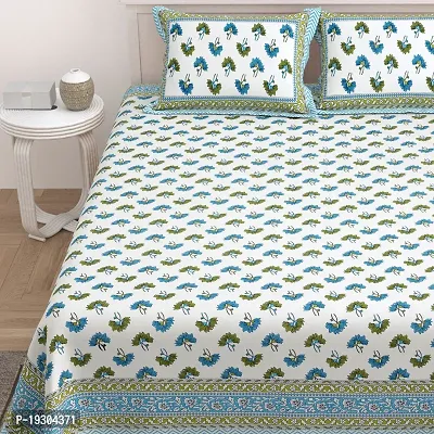 Comfortable Cotton Printed King Size Bedsheet with Two Pillow Covers-thumb3