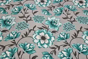 UniqChoice 180 TC Turquoise Color Floral Printed King Size Bedsheet with 2 Pillow Cover (ELEG-01-Turquoise)-thumb2